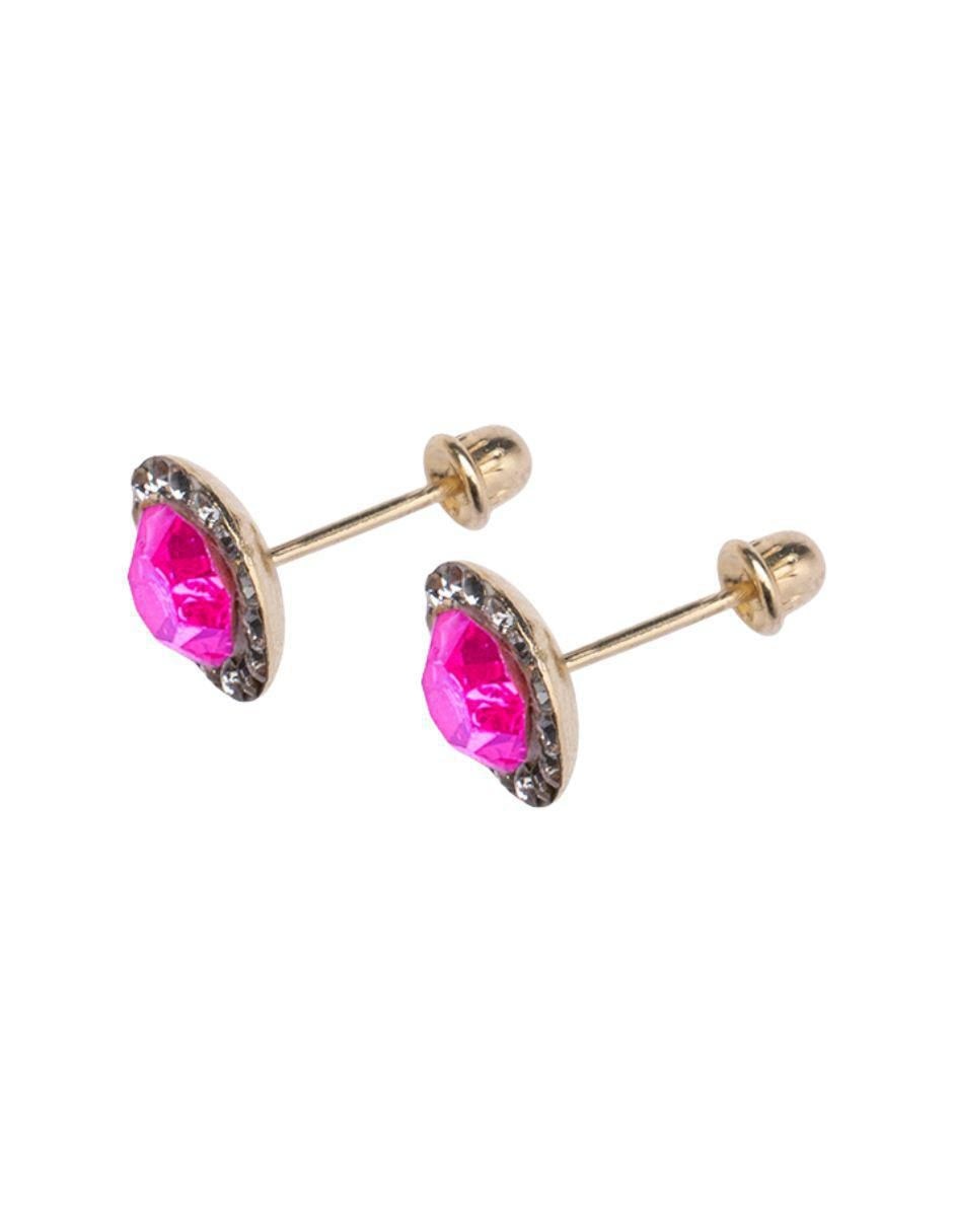 Broqueles de oro 14 K con acabado brillante zirconia 3