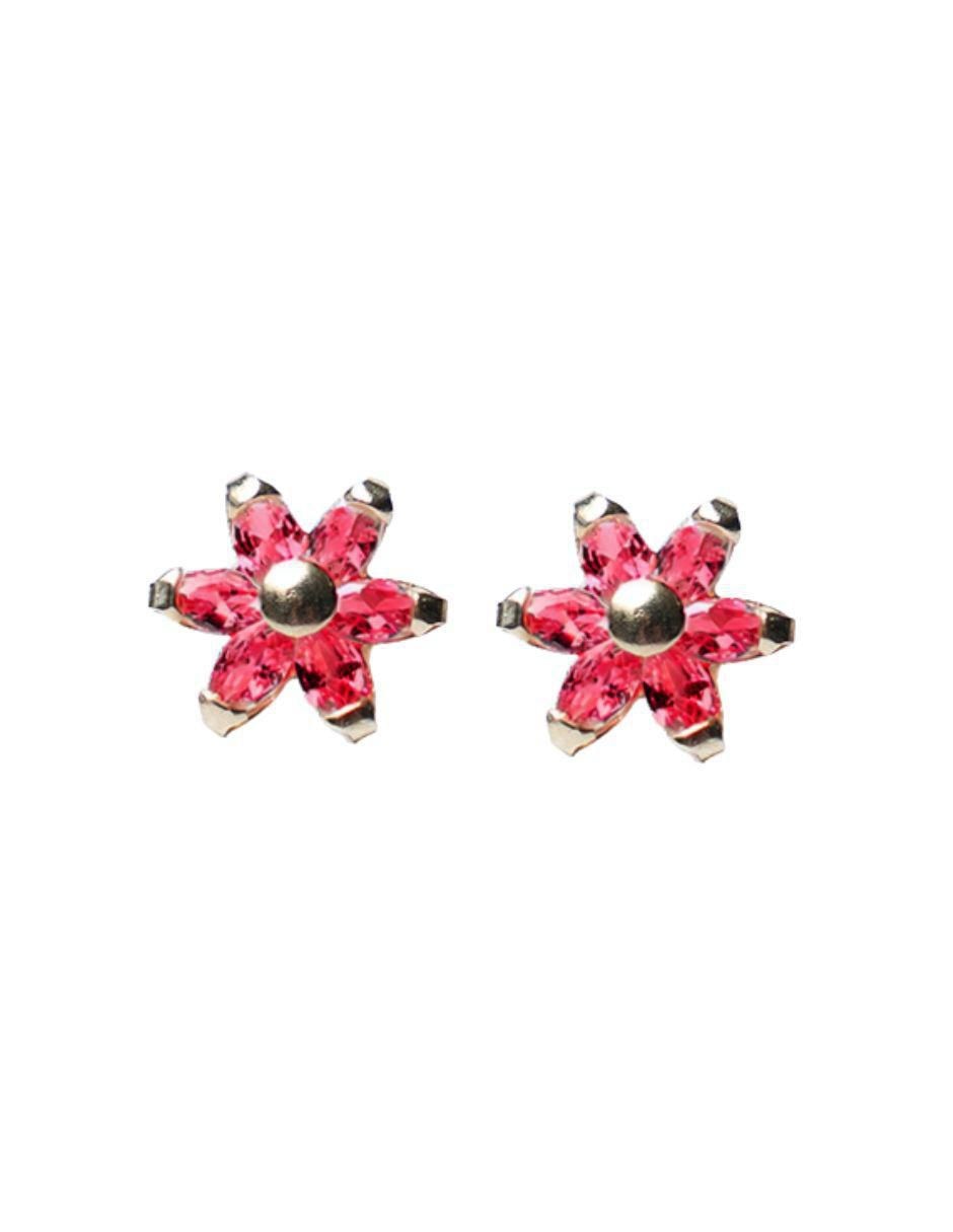 Broqueles de Flor de oro 10 K con acabado pavé zirconia