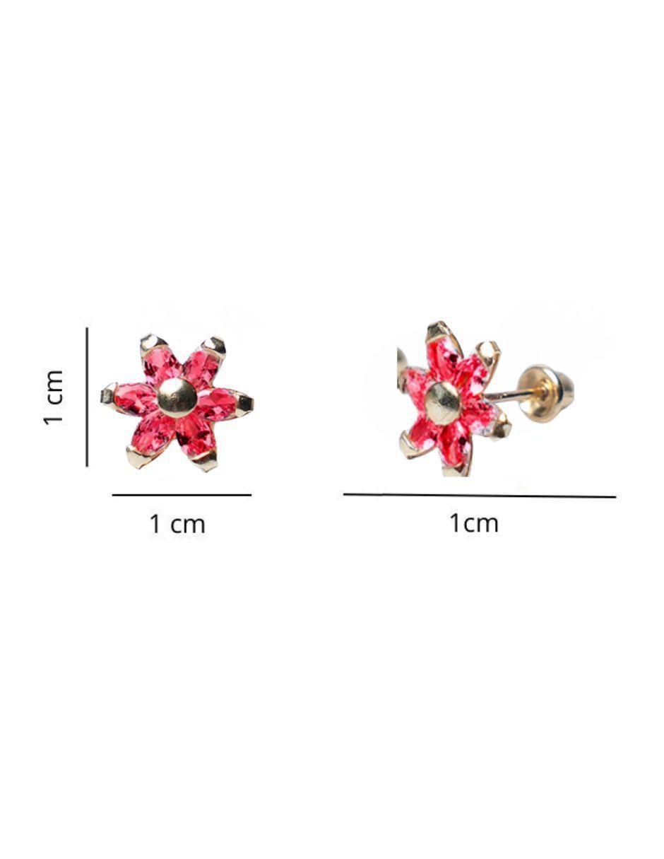 Broqueles de Flor de oro 10 K con acabado pavé zirconia 4
