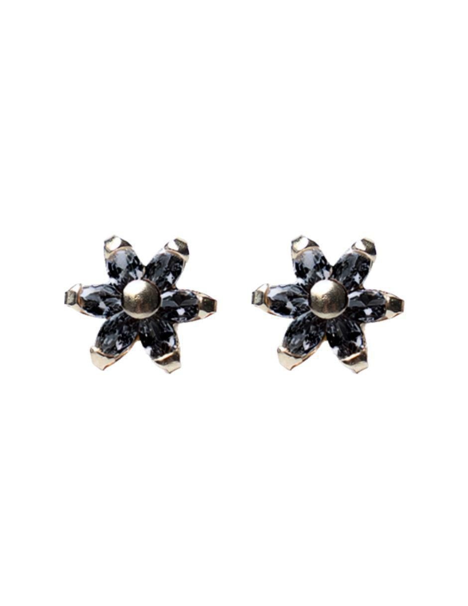 Broqueles de Flor de oro 10 K con acabado pavé zirconia
