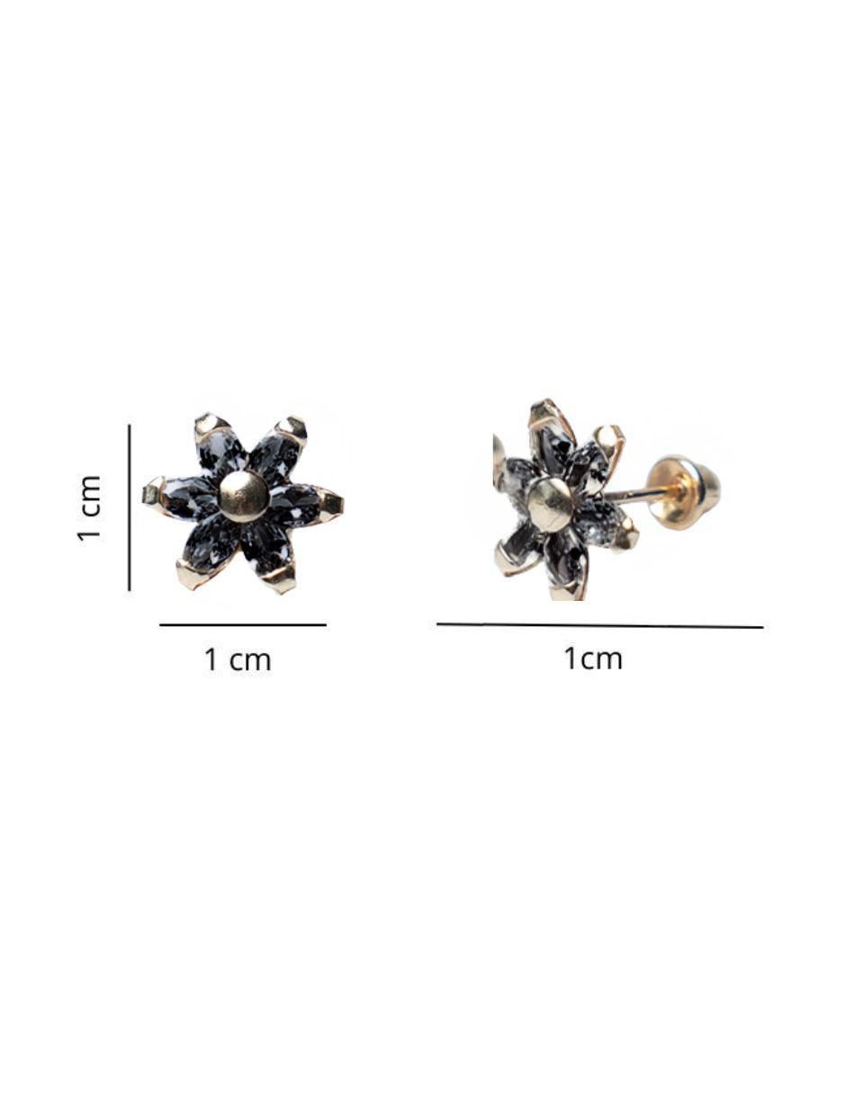 Broqueles de Flor de oro 10 K con acabado pavé zirconia 4