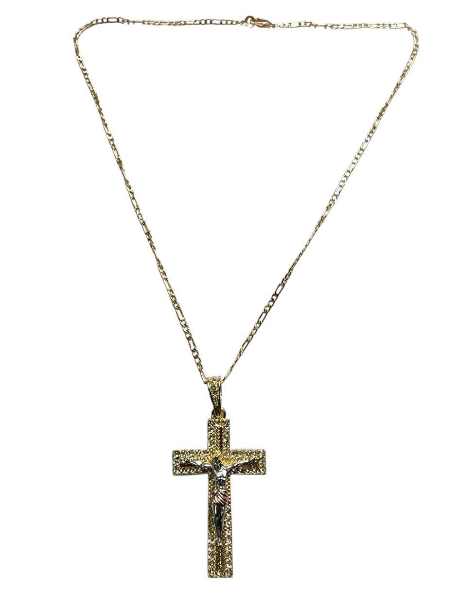 Collar con dije Cristo de cruz de oro laminado 14 K 2