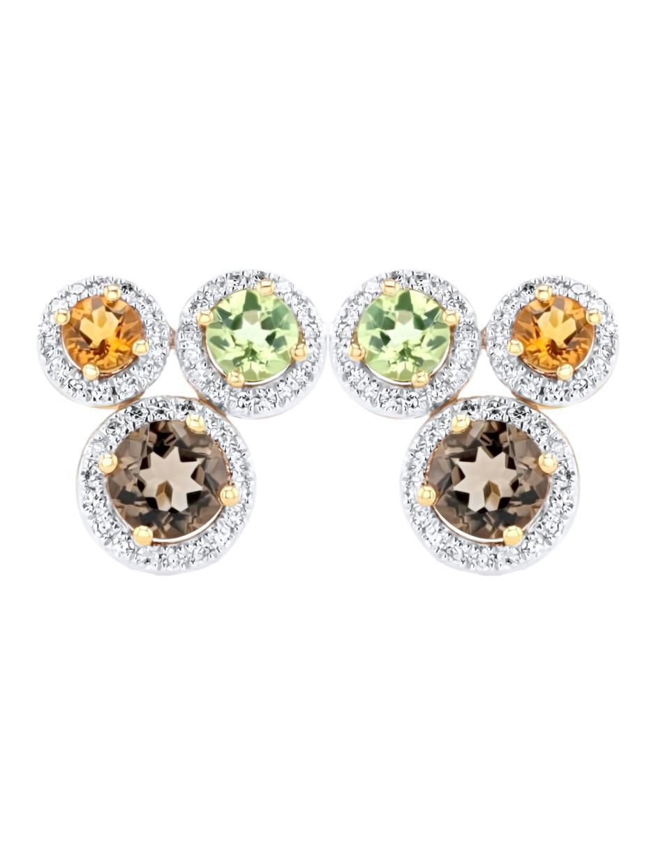 Broqueles circulares de oro amarillo 14 K con acabado brillante diamante Broqueles circulares de oro amarillo 14 K con acabado brillante diamante