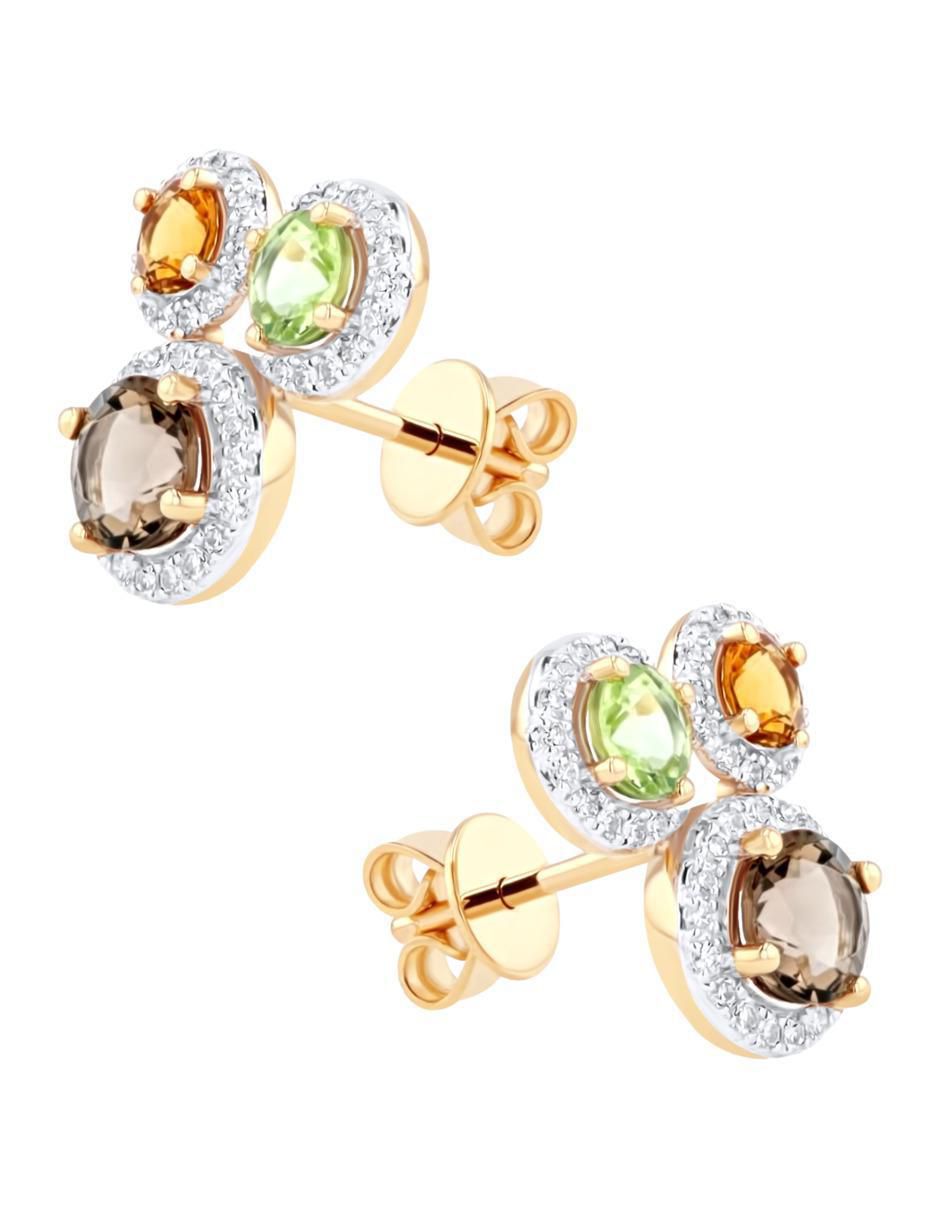 Broqueles circulares de oro amarillo 14 K con acabado brillante diamante 2