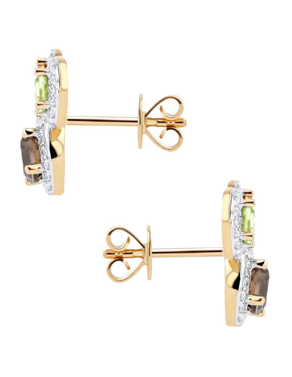 Broqueles circulares de oro amarillo 14 K con acabado brillante diamante 3