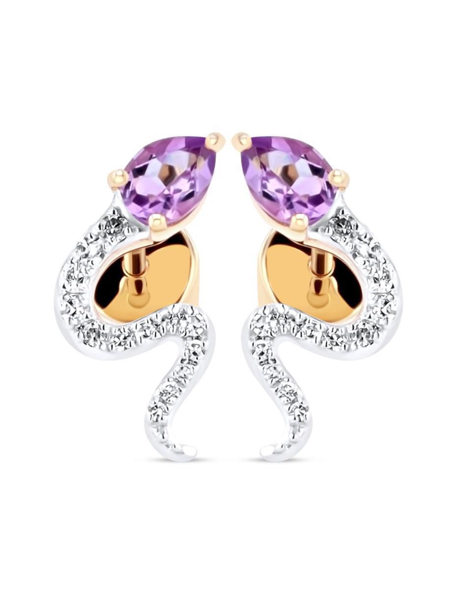 Broqueles de serpiente de oro amarillo 14 K con acabado brillante diamante Broqueles de serpiente de oro amarillo 14 K con acabado brillante diamante