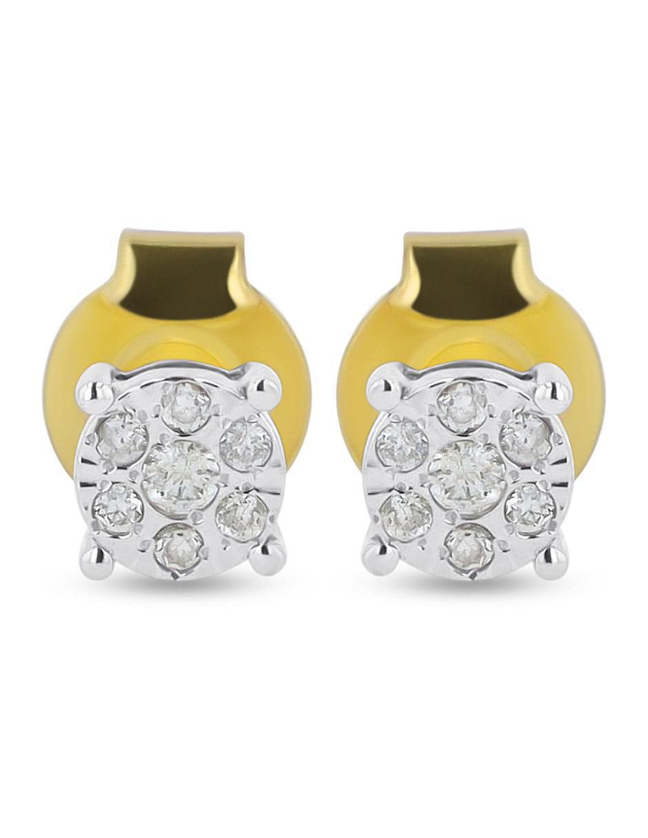 Broqueles circulares de oro amarillo 10 K con acabado brillante diamante