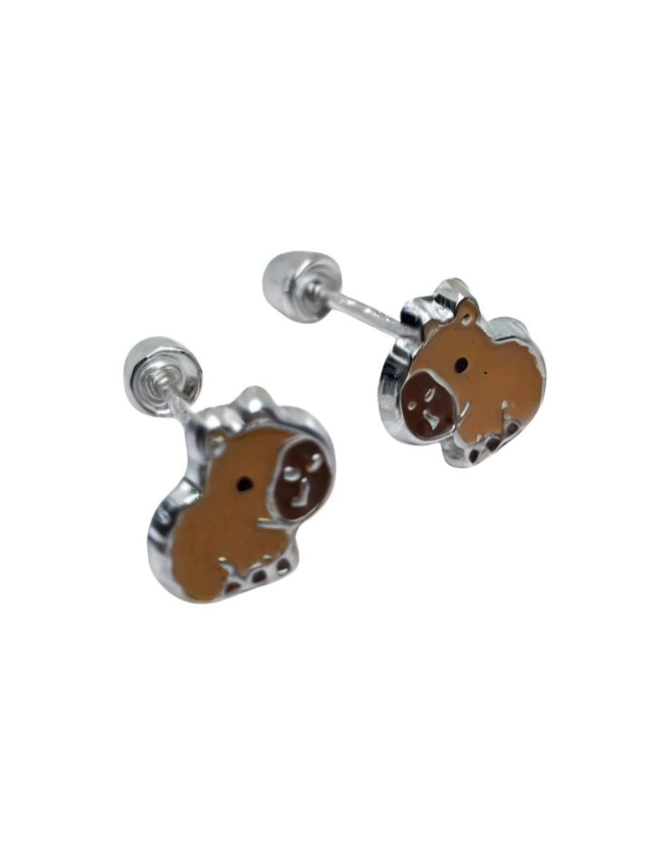 Broqueles de capibara de plata P 925 con acabado esmaltado 2