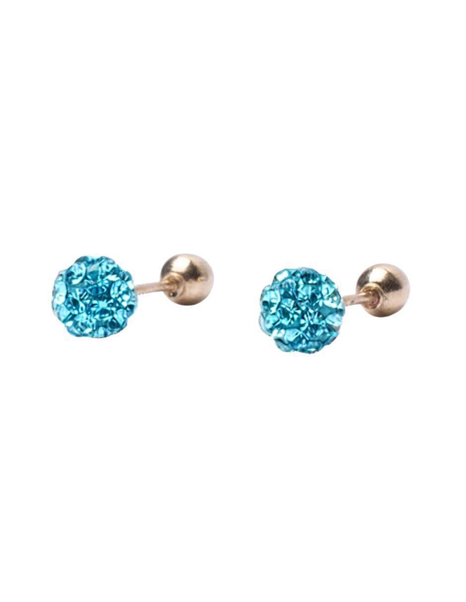 Broqueles de esfera de oro 10 K con acabado pavé zirconia Broqueles de esfera de oro 10 K con acabado pavé zirconia