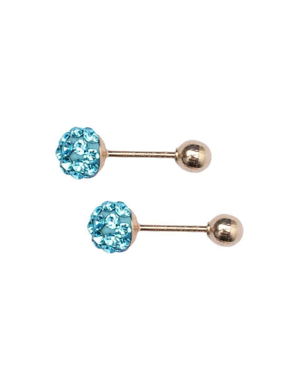 Broqueles de esfera de oro 10 K con acabado pavé zirconia 2
