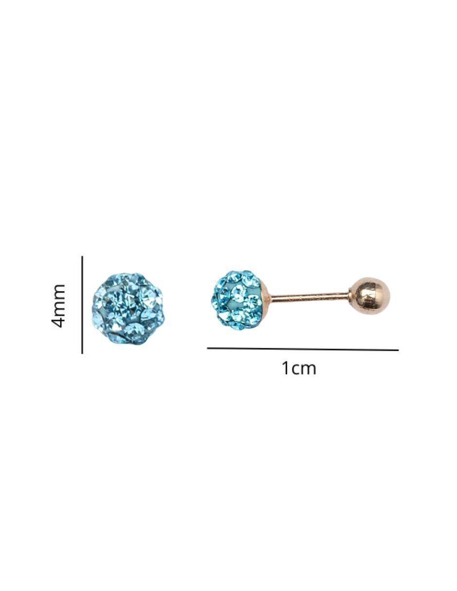 Broqueles de esfera de oro 10 K con acabado pavé zirconia 4