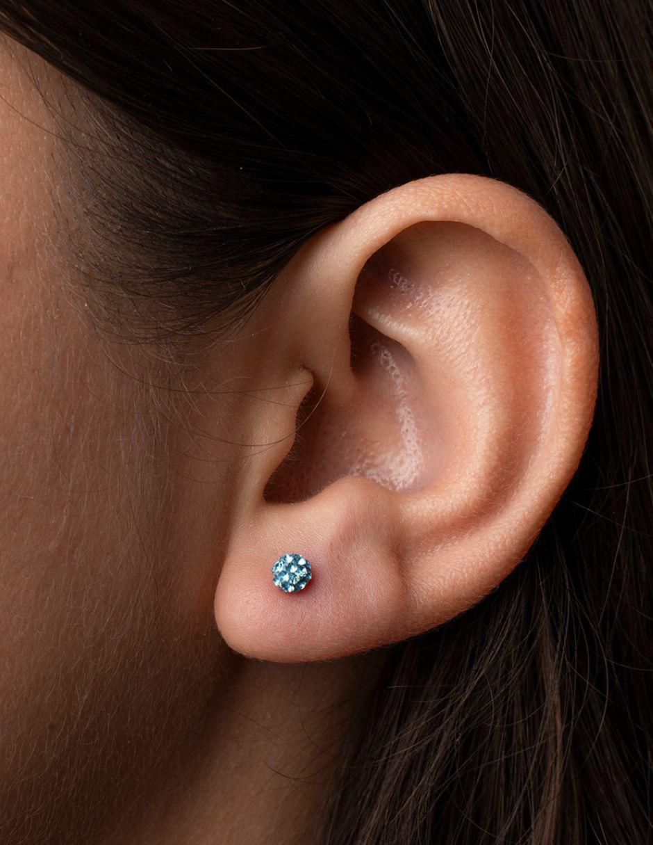 Broqueles de esfera de oro 10 K con acabado pavé zirconia 3