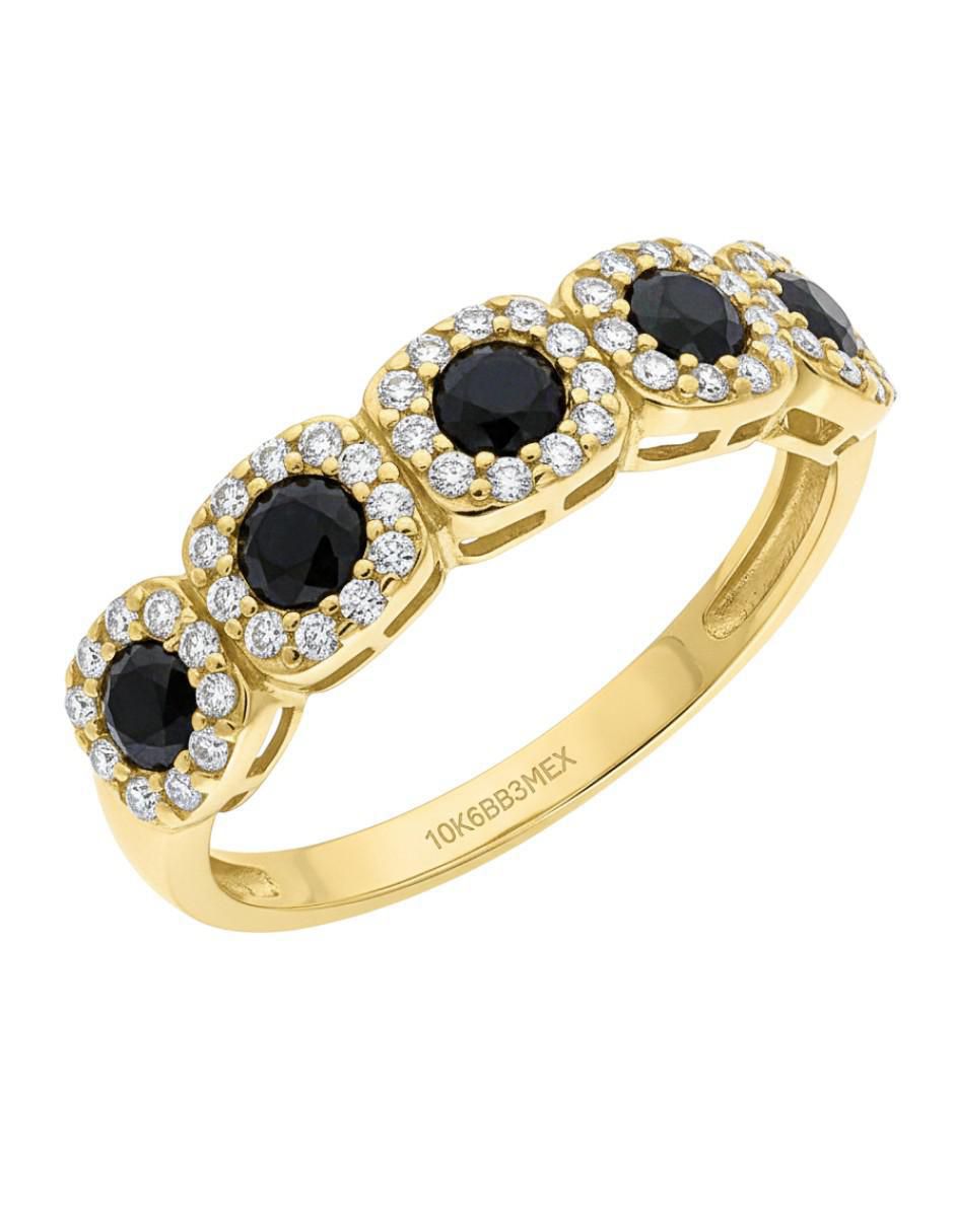 Anillo circular 10 k de oro amarillo zirconia brillante