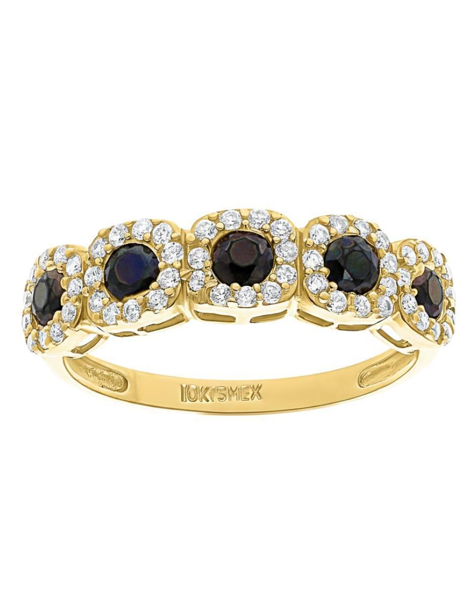 Anillo circular 10 k de oro amarillo zirconia brillante 2