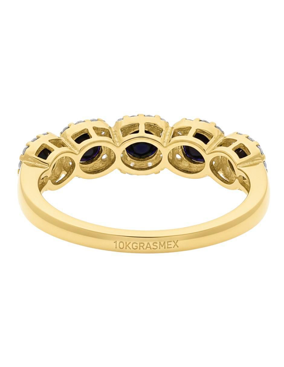 Anillo circular 10 k de oro amarillo zirconia brillante 3