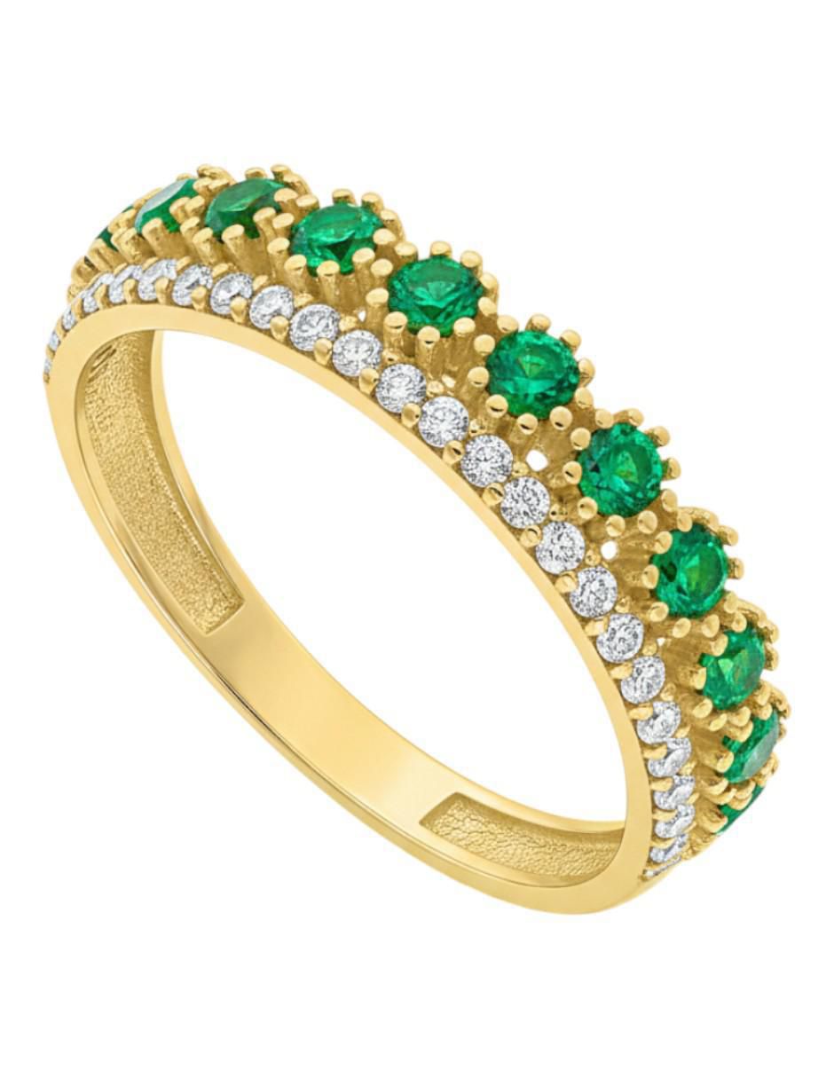Anillo circular 10 k de oro amarillo zirconia brillante
