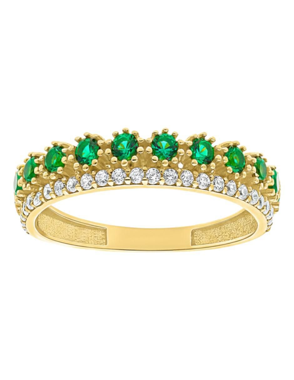 Anillo circular 10 k de oro amarillo zirconia brillante 2