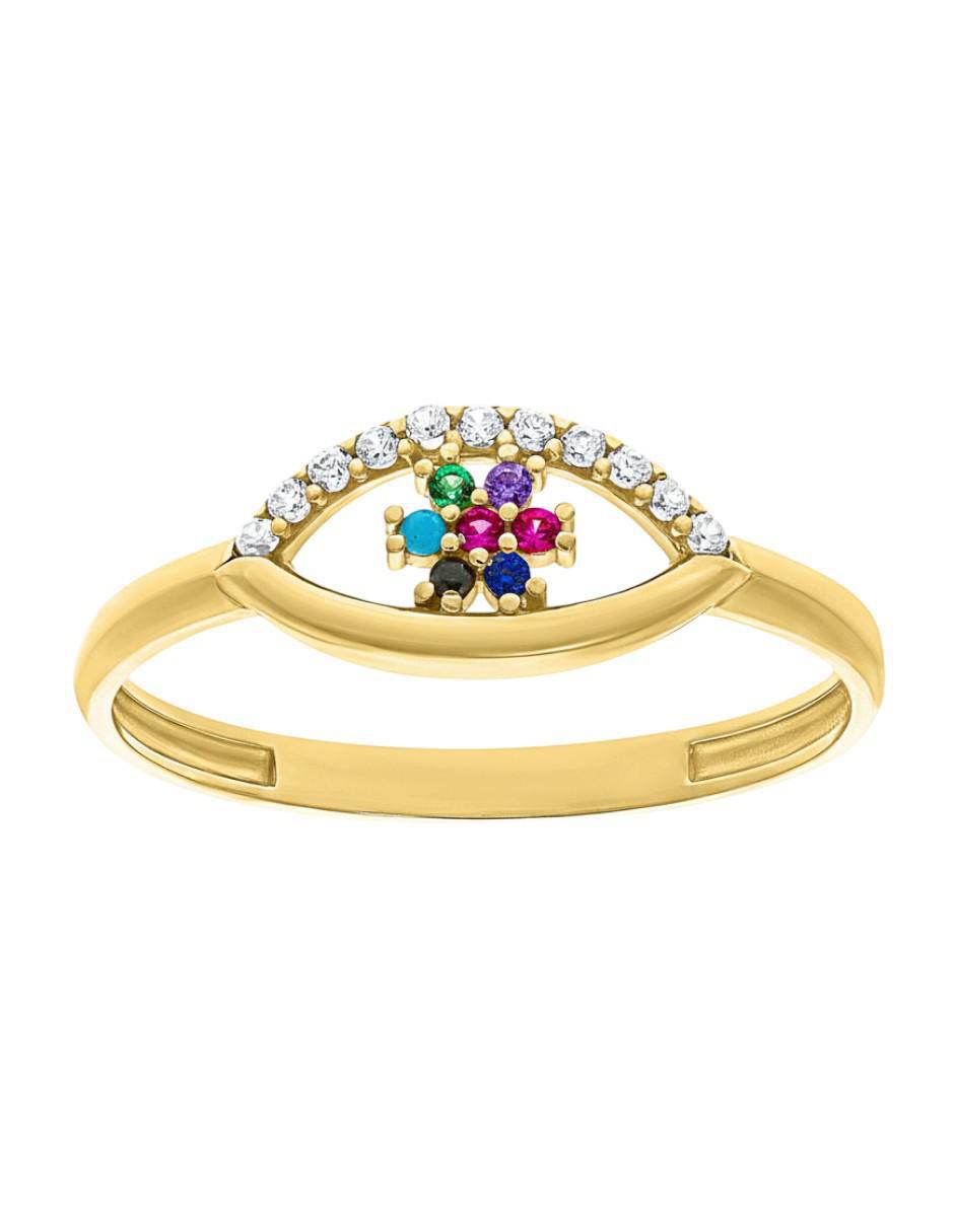 Anillo circular 10 k de oro amarillo zirconia brillante 2