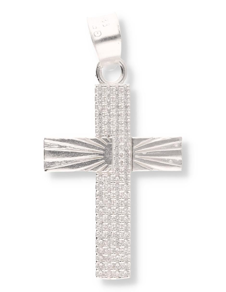Dije de cruz de plata P 925 circonita