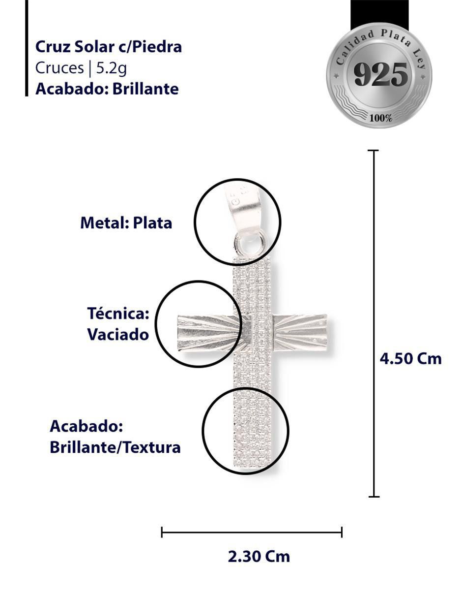 Dije de cruz de plata P 925 circonita 3
