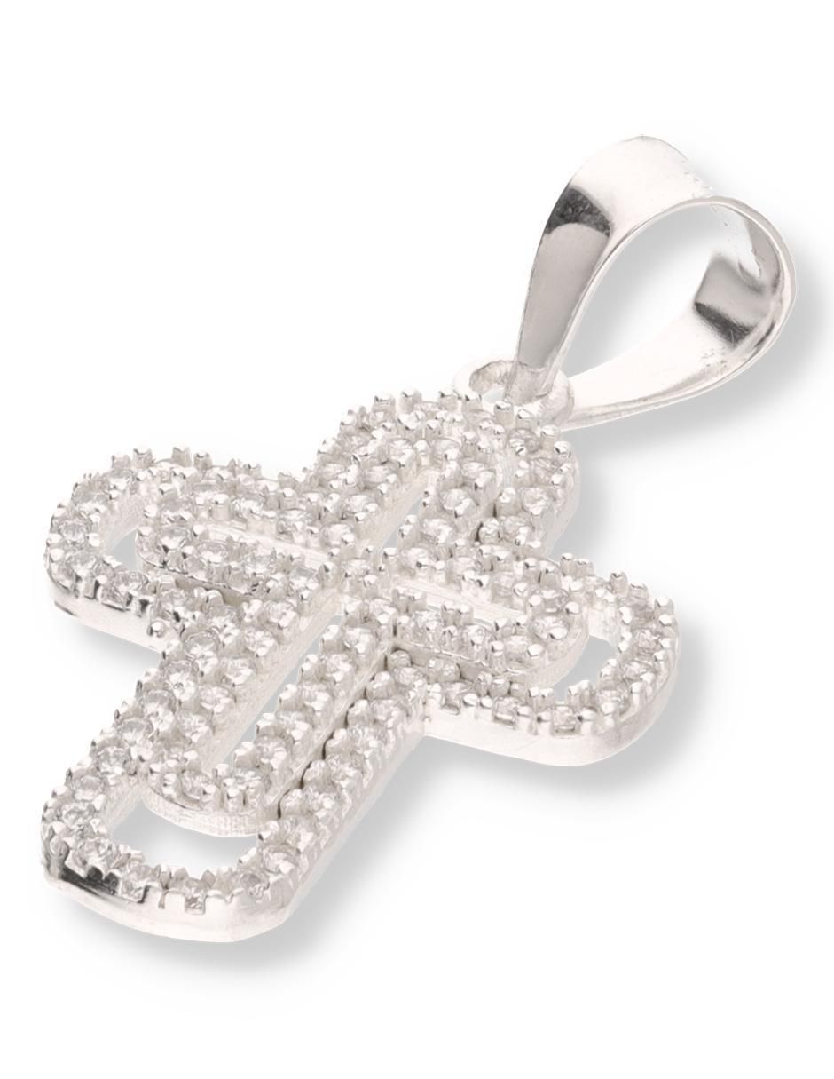 Dije de cruz de plata P 925 circonita 2