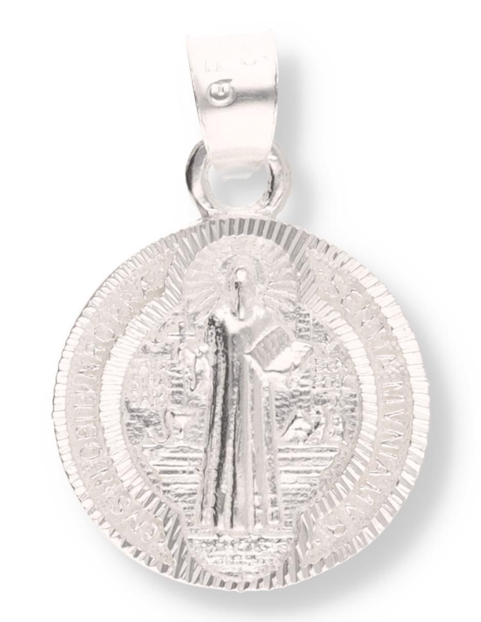 Dije redondo San Benito de plata P 925 circonita Dije redondo San Benito de plata P 925 circonita