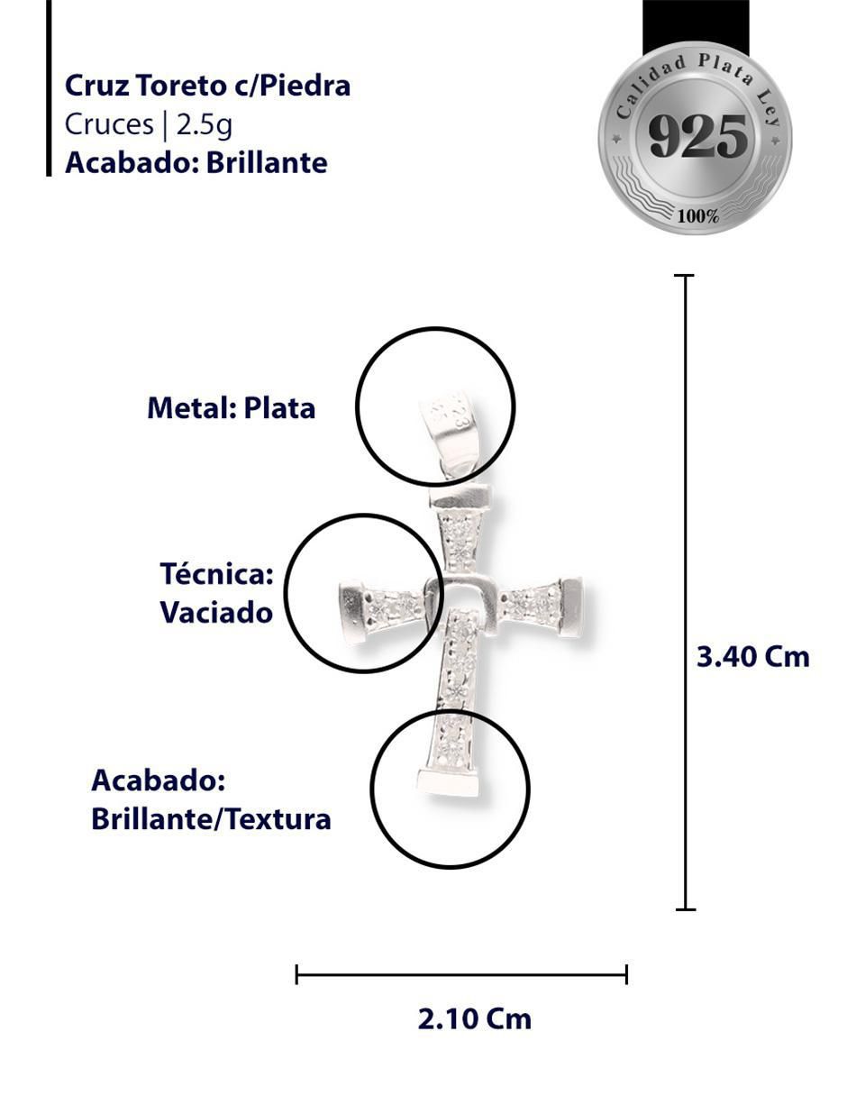 Dije de cruz de plata P 925 circonita 3