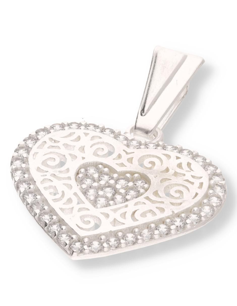 Dije de corazón Love de plata P 925 circonita 2