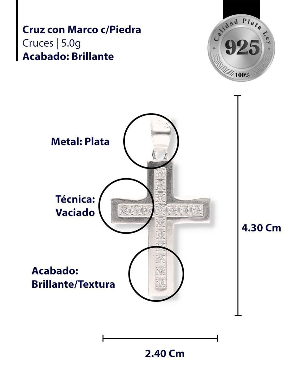 Dije de cruz de plata P 925 circonita 3