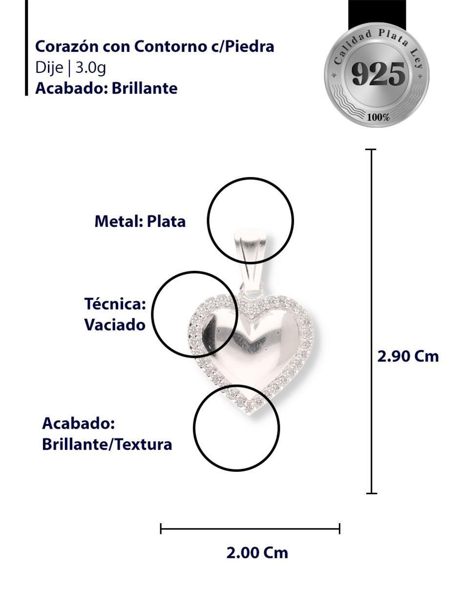 Dije de corazón Love de plata P 925 circonita 2