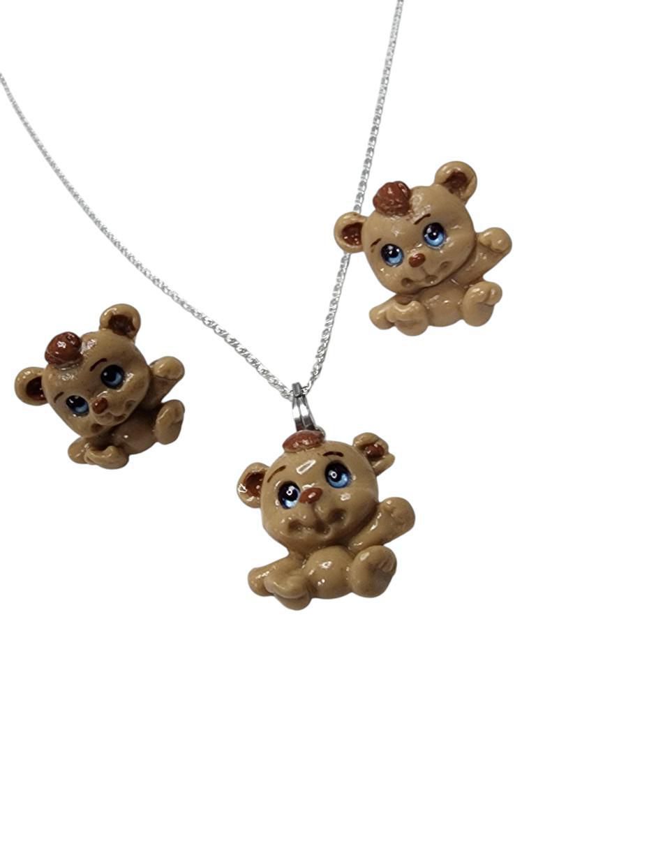 Aretes y collar oso Ternura de plata  P 925 3