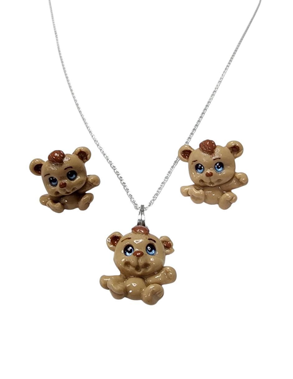 Aretes y collar oso Ternura de plata  P 925 4