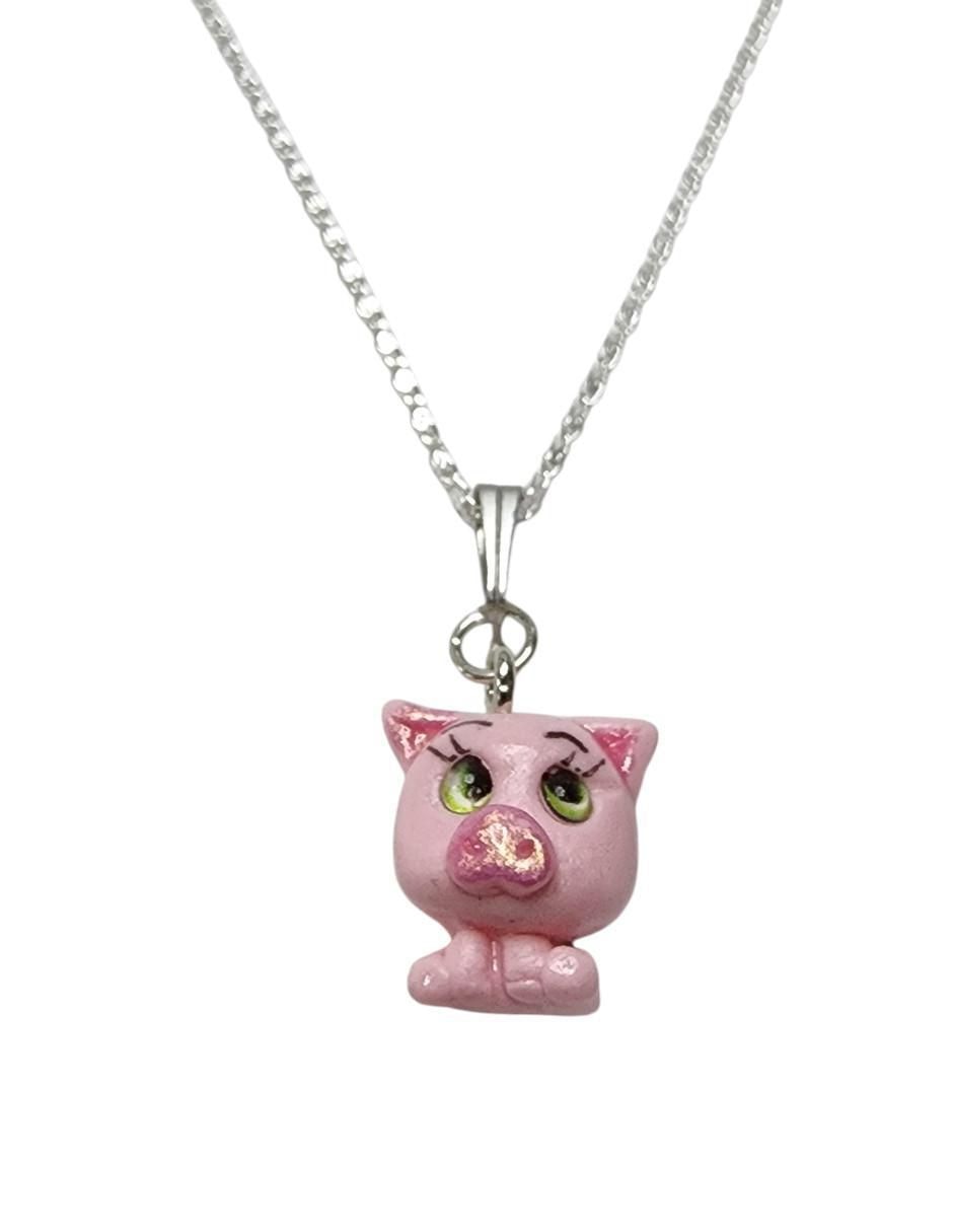 Collar con dije de Cerdo Puerquito de plata P 925 Collar con dije de Cerdo Puerquito de plata P 925