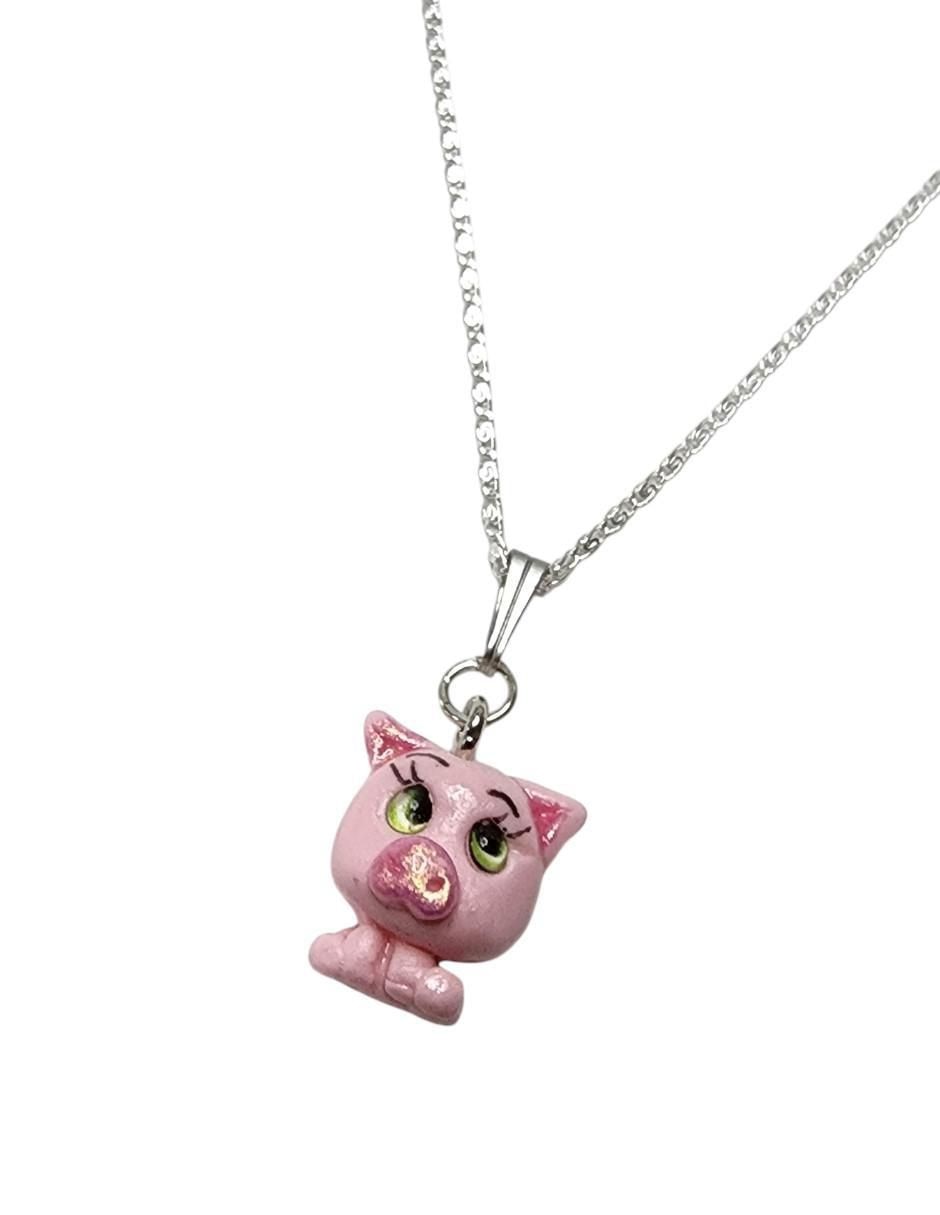 Collar con dije de Cerdo Puerquito de plata P 925 3