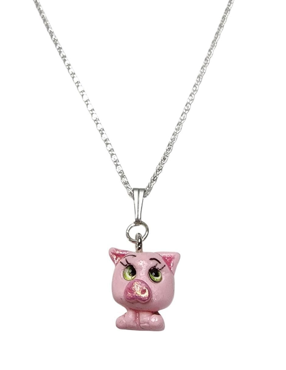 Collar con dije de Cerdo Puerquito de plata P 925 4
