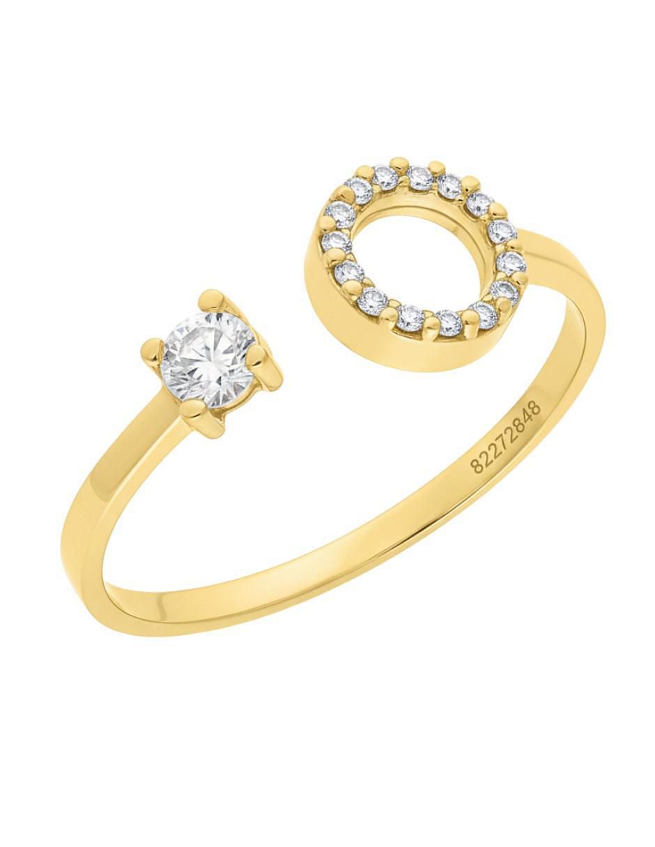 Anillo circular 10 k de oro amarillo zirconia brillante