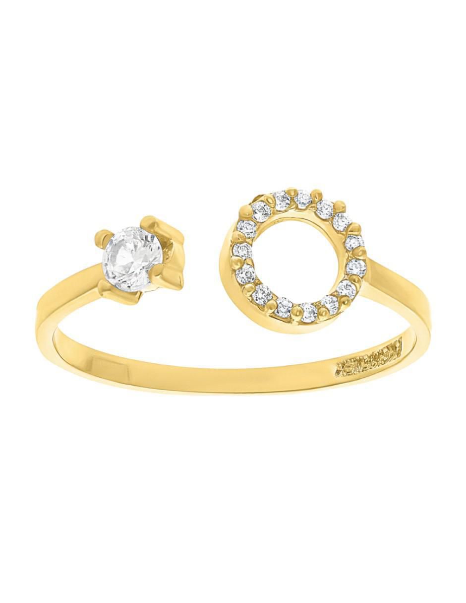 Anillo circular 10 k de oro amarillo zirconia brillante 2