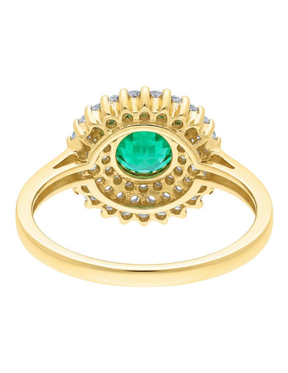 Anillo circular 10 k de oro amarillo zirconia brillante 3
