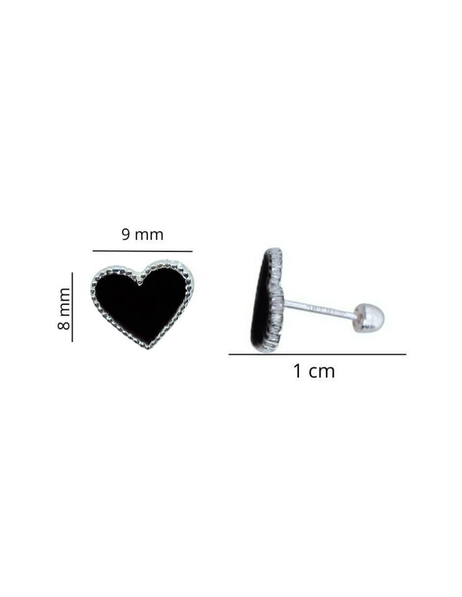 Broqueles de corazón de plata P 925 con acabado esmaltado 4