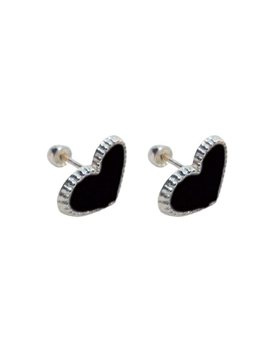 Broqueles de corazón de plata P 925 con acabado esmaltado 3