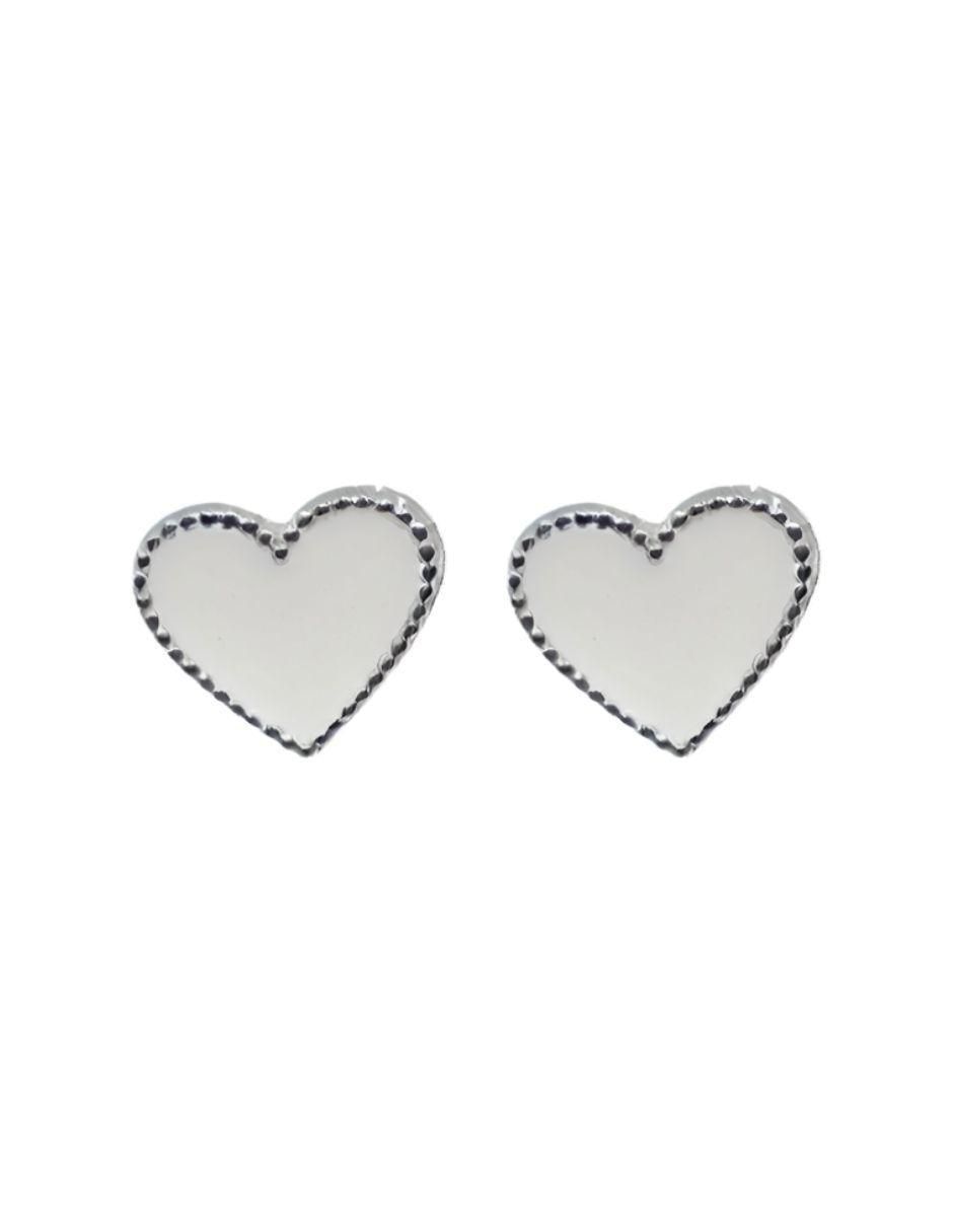 Broqueles de corazón de plata P 925 con acabado esmaltado