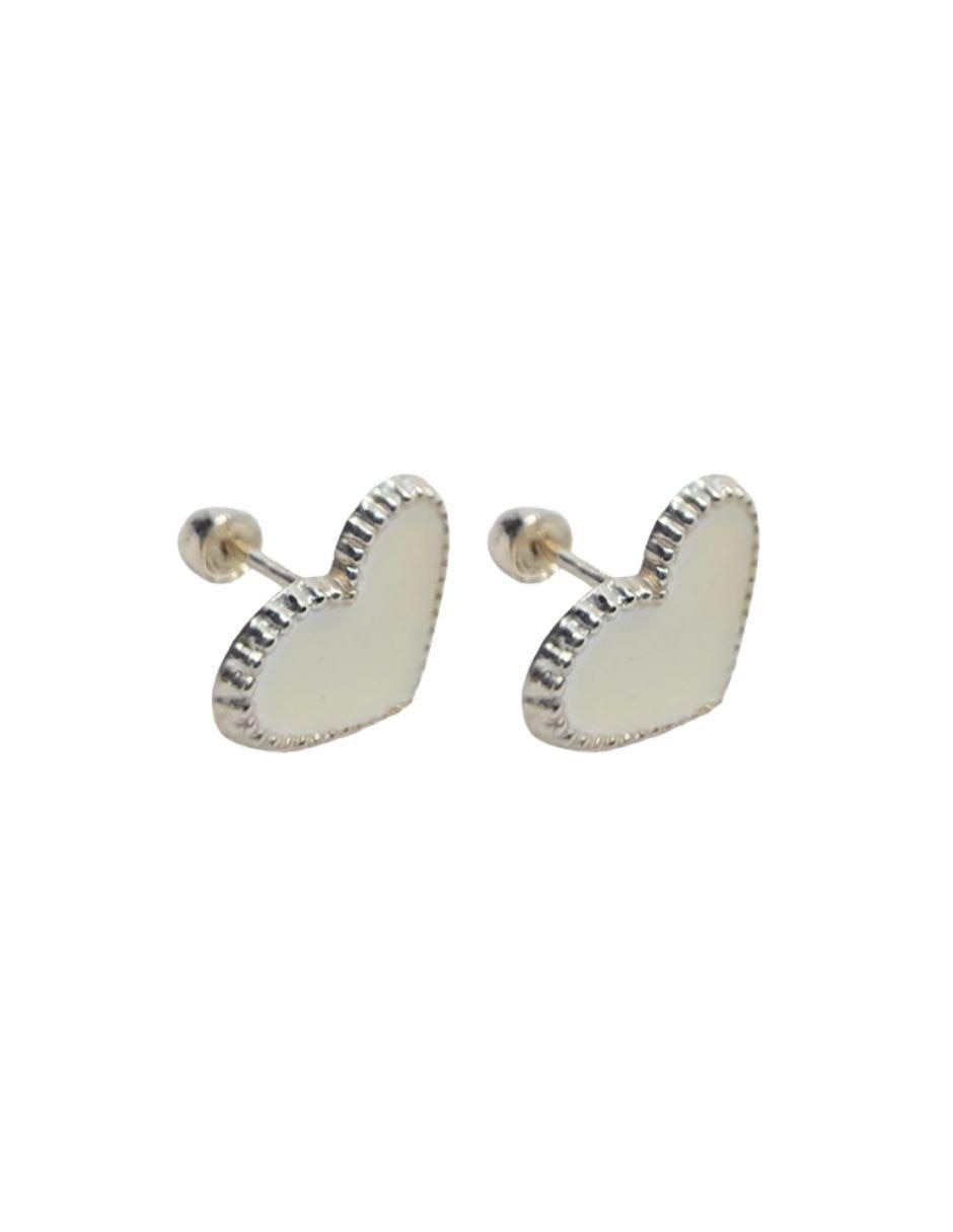 Broqueles de corazón de plata P 925 con acabado esmaltado 2