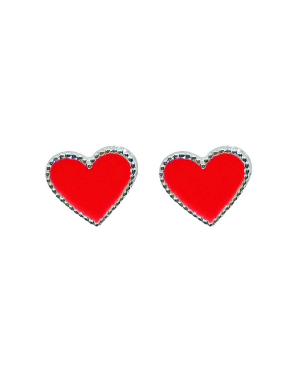 Broqueles de corazón de plata P 925 con acabado esmaltado