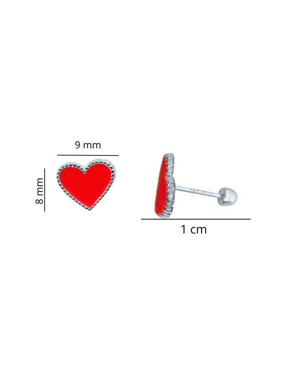 Broqueles de corazón de plata P 925 con acabado esmaltado 4