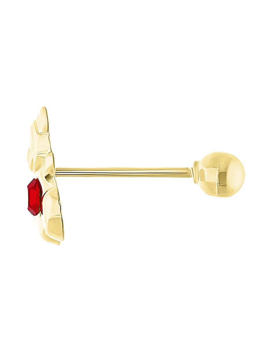 Arete de oso de oro amarillo 10 K con acabado brillante zirconia 3