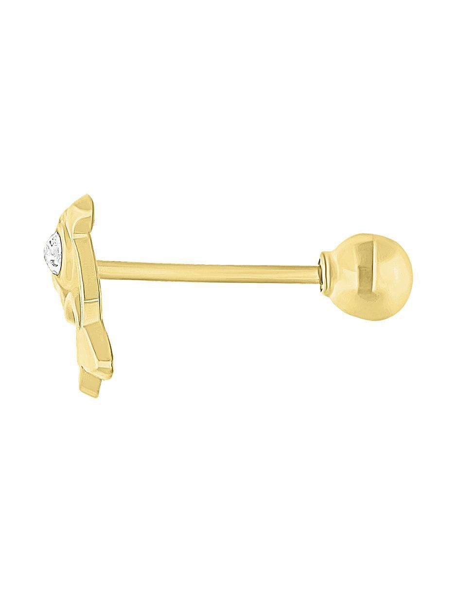 Arete de delfín de oro amarillo 10 K con acabado brillante zirconia 3