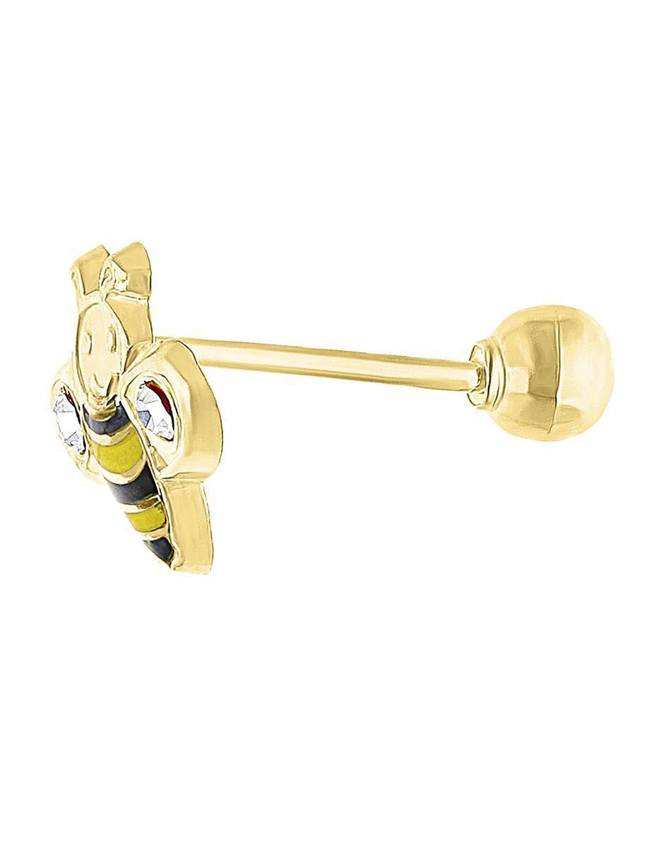 Broquel individual de abeja de oro amarillo 10 K con acabado brillante 3