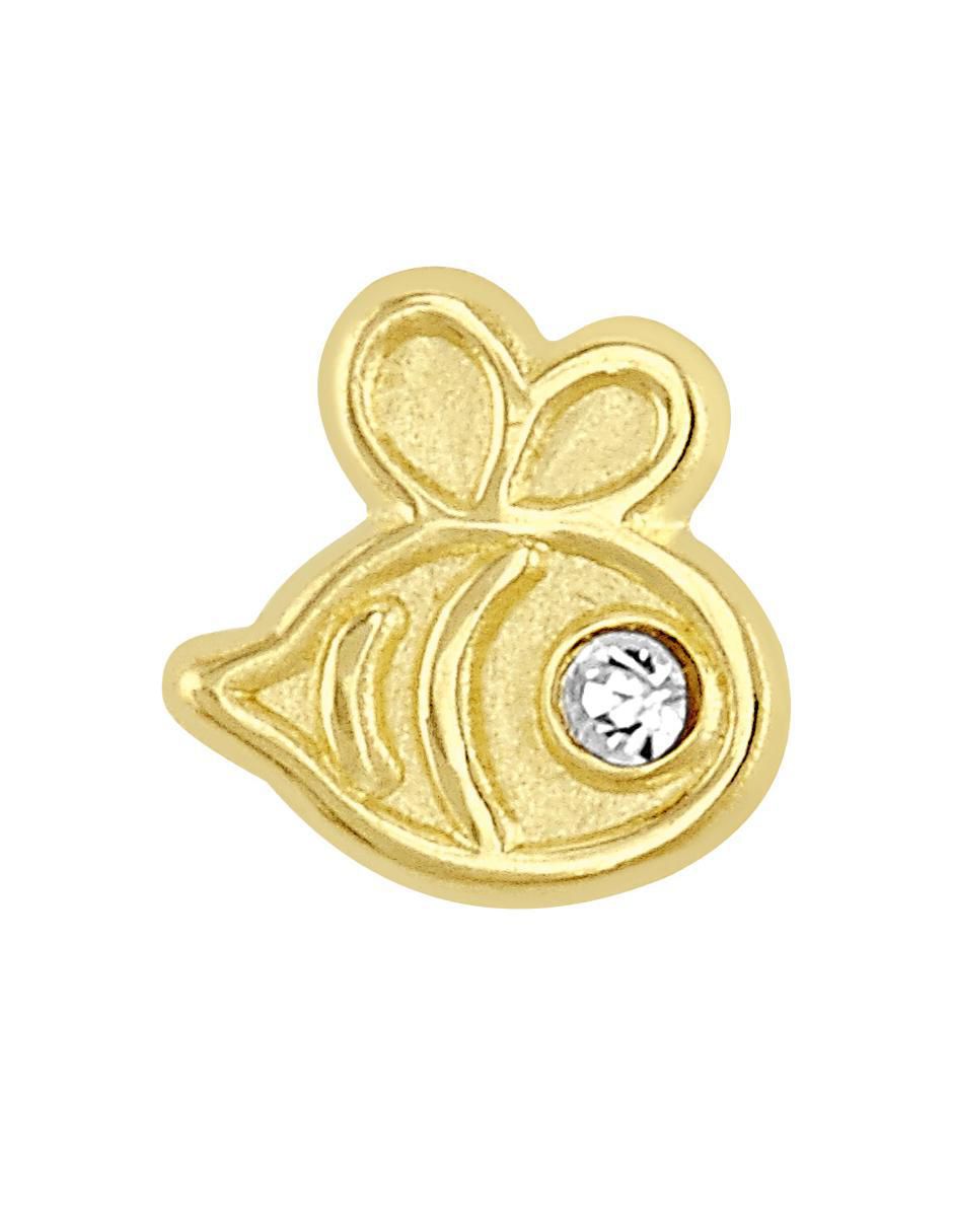 Arete de abeja de oro amarillo 10 K con acabado brillante zirconia 2