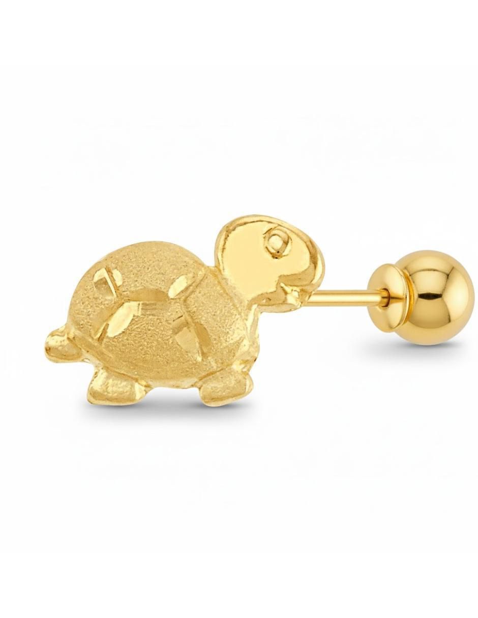 Arete de tortuga de oro amarillo 10 K con acabado brillante 3