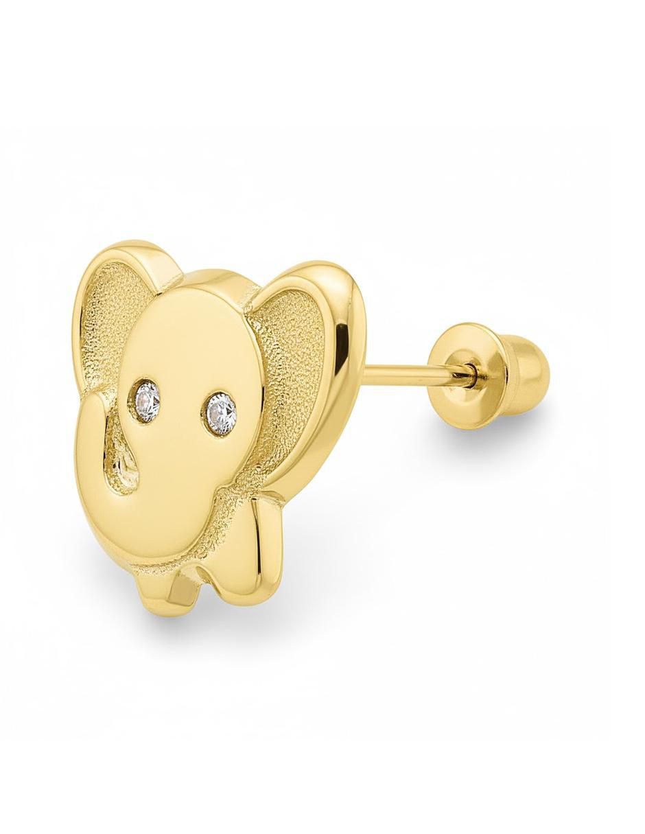 Arete de elefante de oro amarillo 10 K con acabado brillante zirconia Arete de elefante de oro amarillo 10 K con acabado brillante zirconia